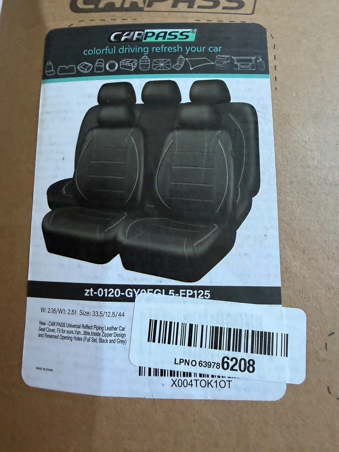 CAR PASS Universal Car Seat Cover Set - Black and Grey - photo 2