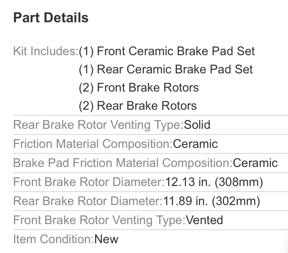 Ceramic Brake Pad and Rotor Ford & Lincoln Kit BKA03024 - photo 5