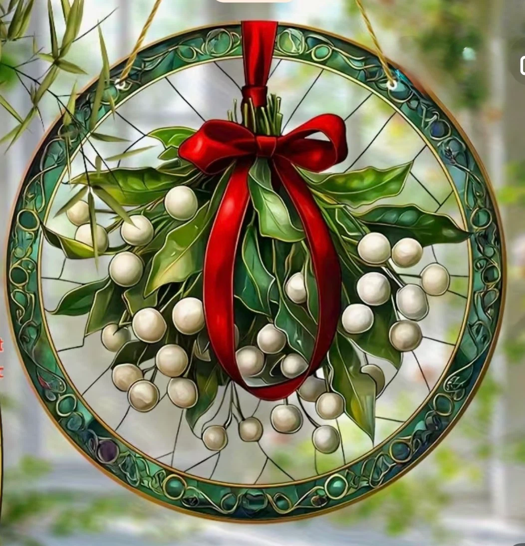 2D acrylic sun catcher, mistletoe, new