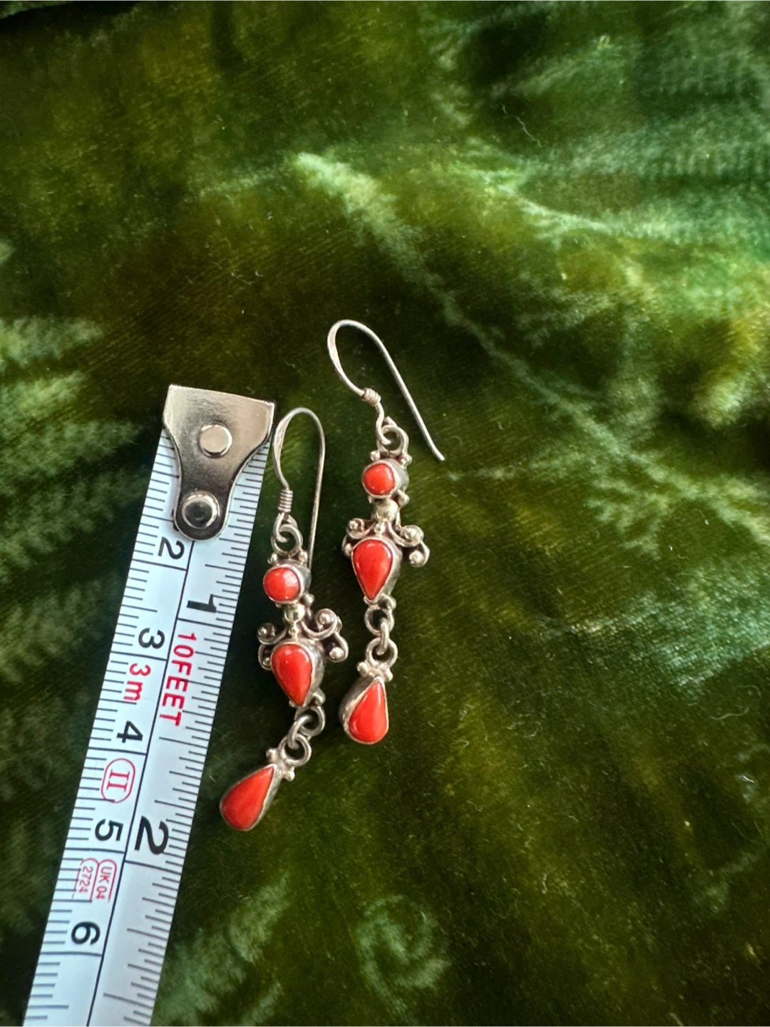 925 Vintage Sterling Silver and Coral Earrings - photo 4