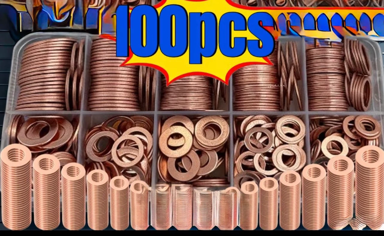 100 pcs copper flat washers, new