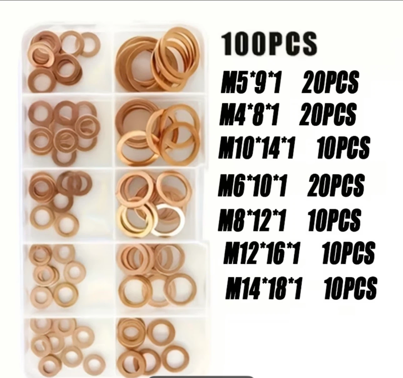 100 pcs copper flat washers, new - photo 3