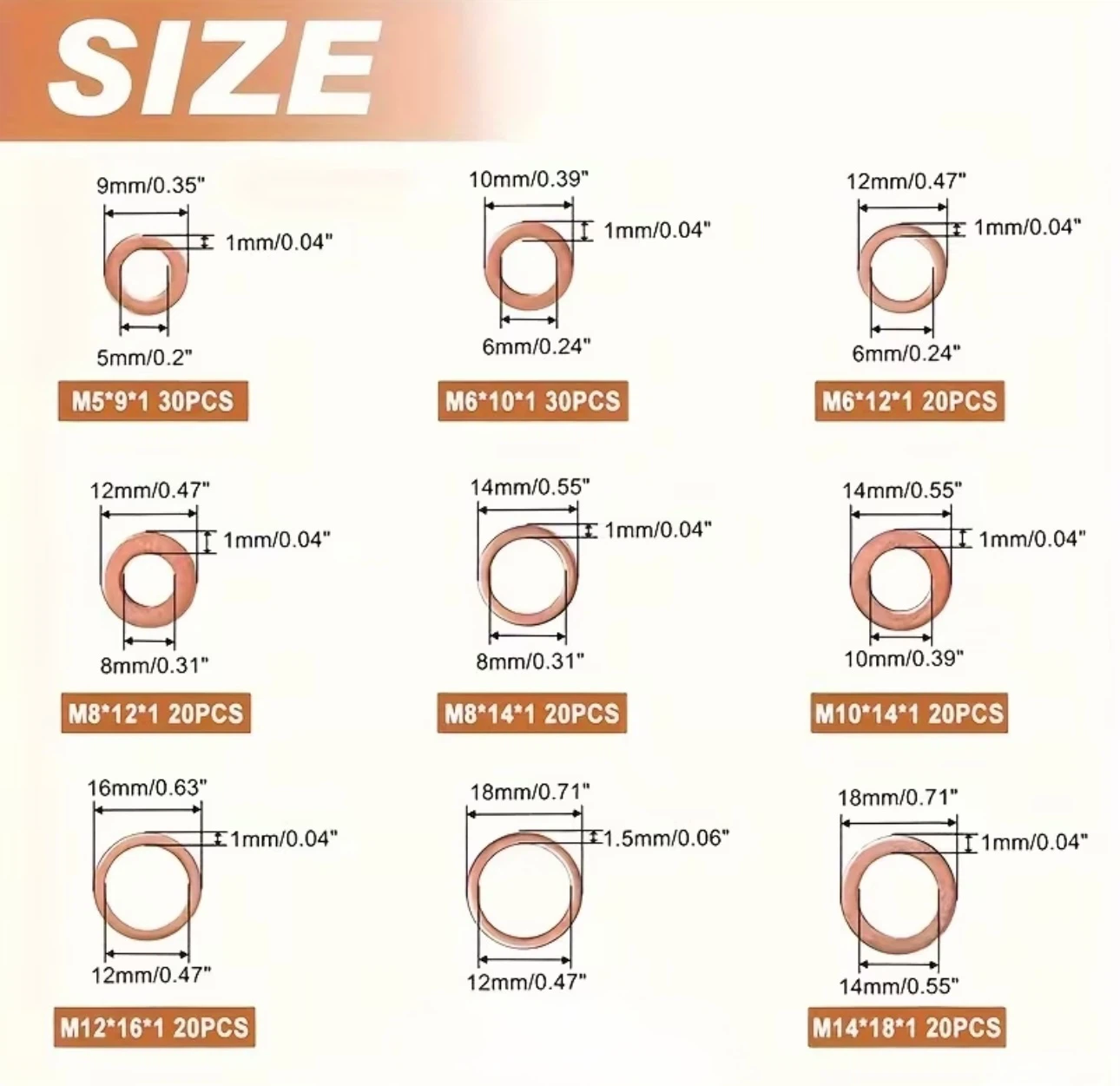 100 pcs copper flat washers, new - photo 4