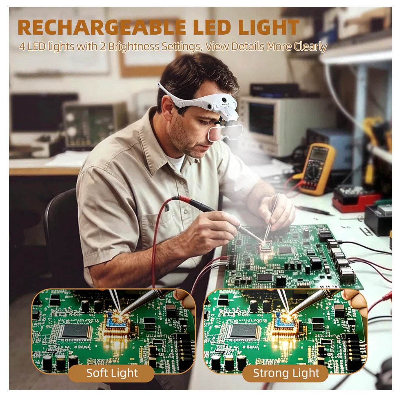 Headband Magnifier with LED Lights - photo 2