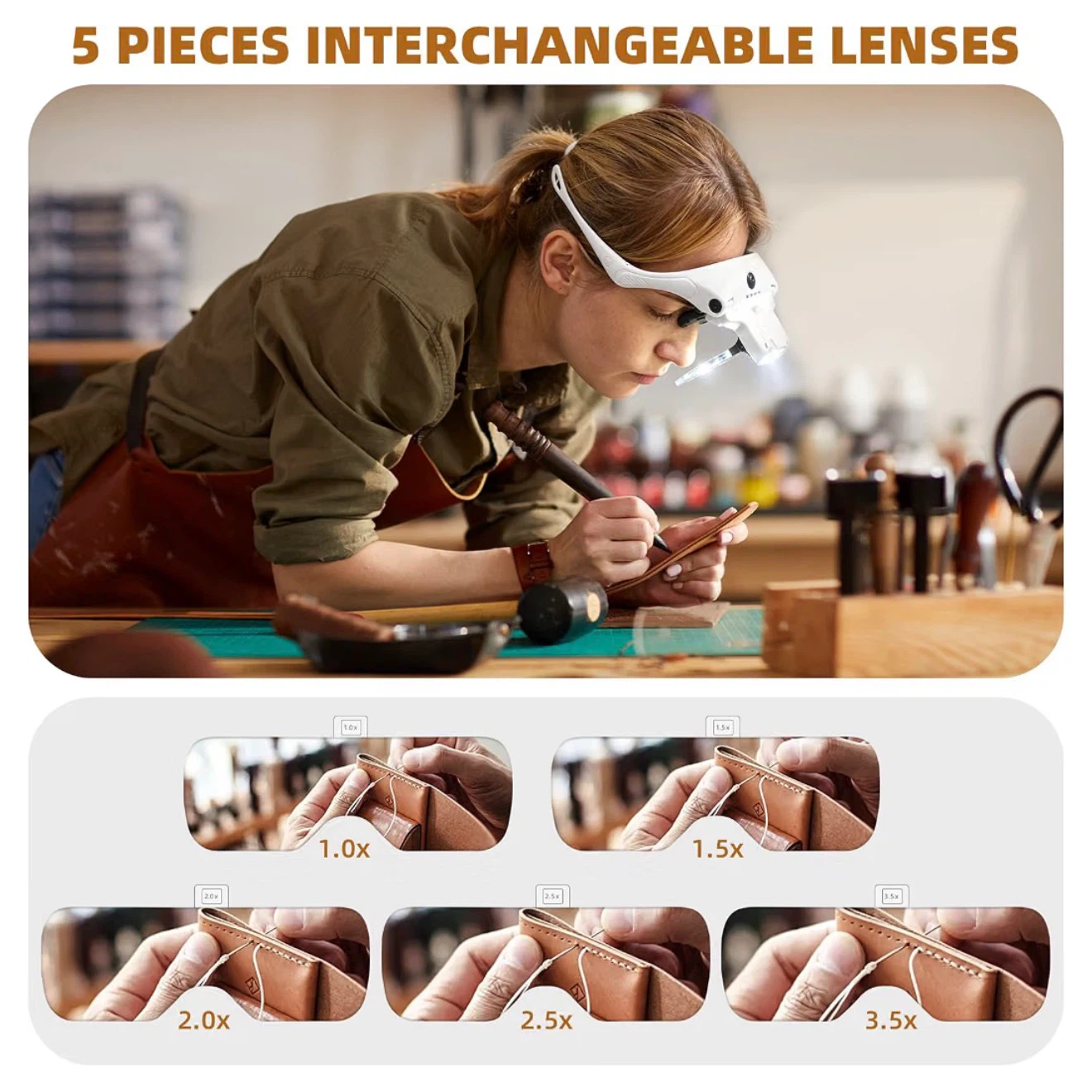Headband Magnifier with LED Lights - photo 3