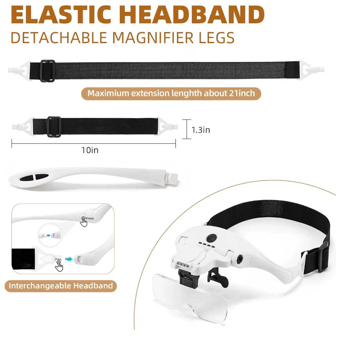 Headband Magnifier with LED Lights - photo 4