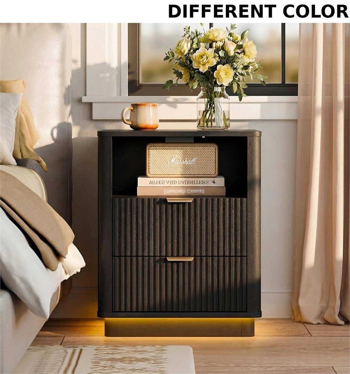 BONITURE Led Fluted Nightstand  colour is different see 3rd pic