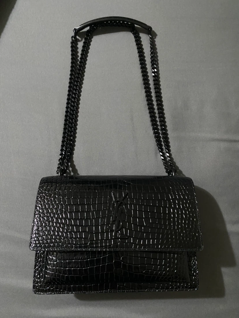 Saint Laurent Sunset Croc-Embossed Bag ***