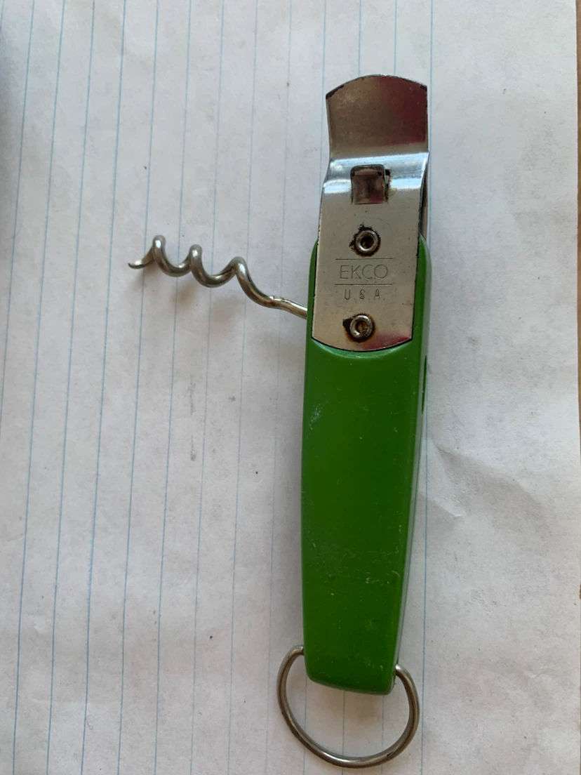 EKCO USA Green Handled Corkscrew and Bottle Opener