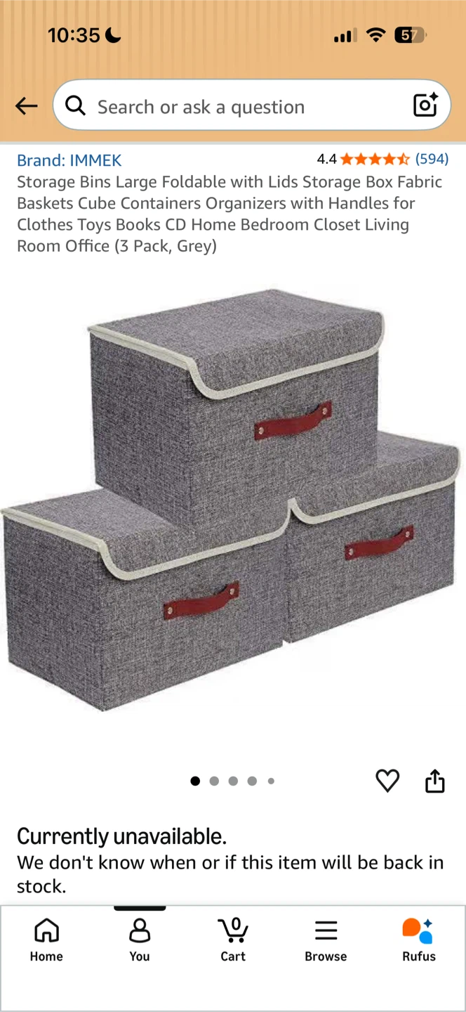 Set of 6 IMMEK Foldable Storage Bins