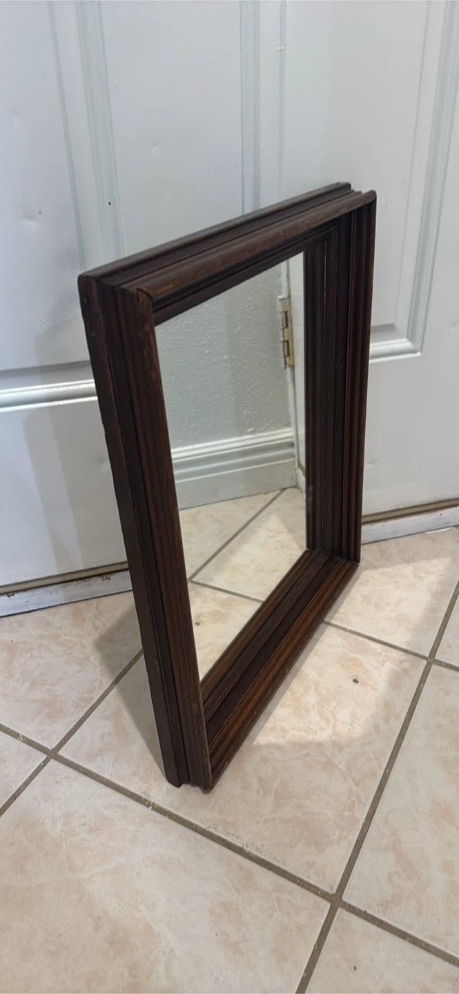 Dark Wood Rectangular Wall Mirror