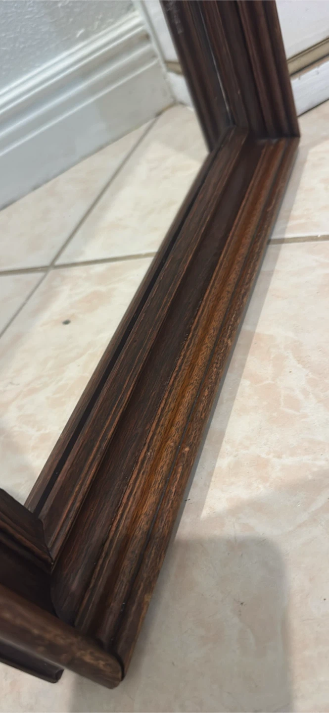 Dark Wood Rectangular Wall Mirror - photo 2