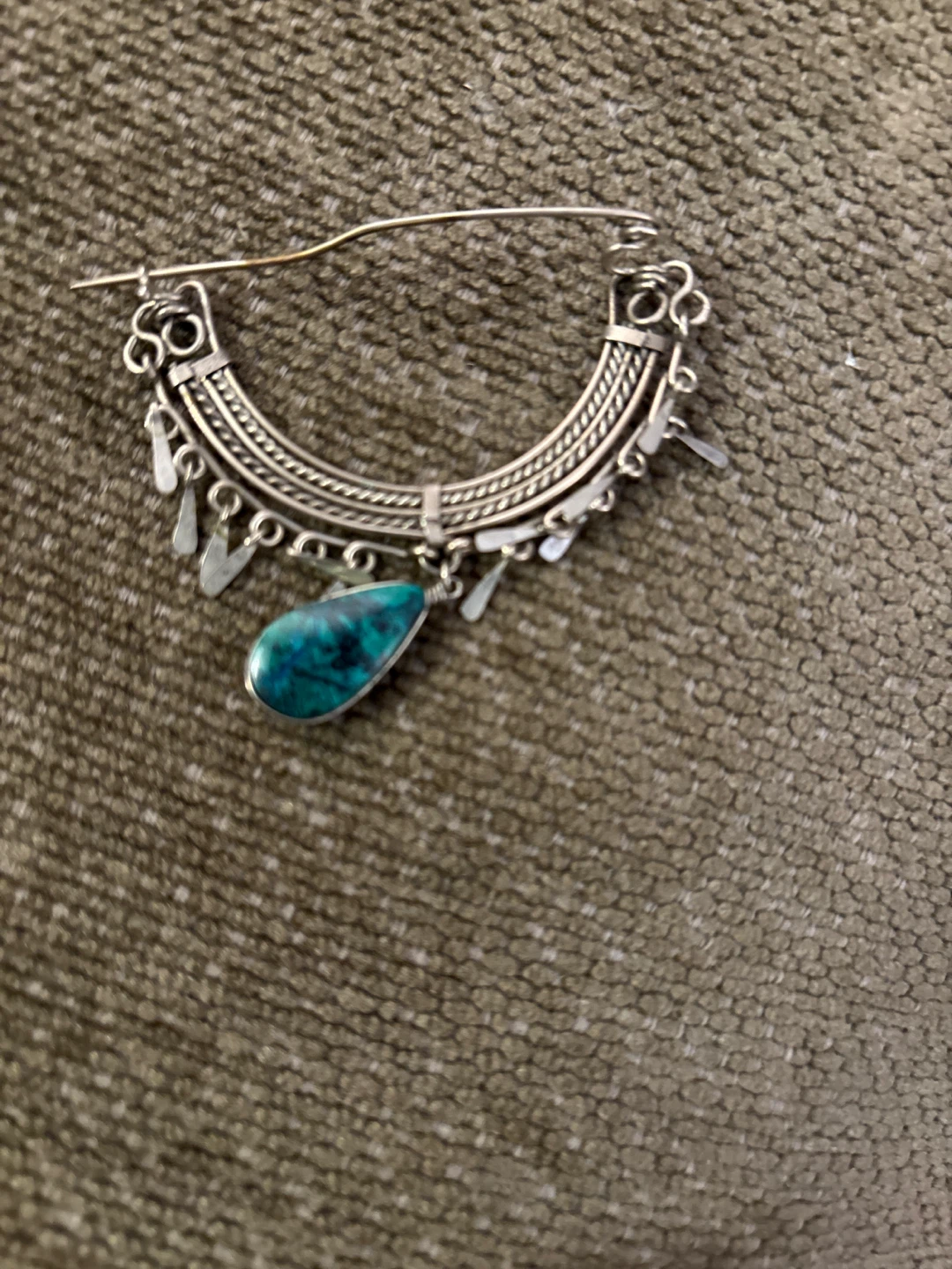 Boho Style Silver Brooch with Tourquise Stone - photo 2