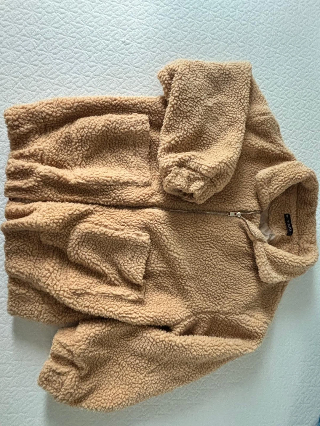 ZAFUL Beige Teddy Zip-Up Jacket - photo 4
