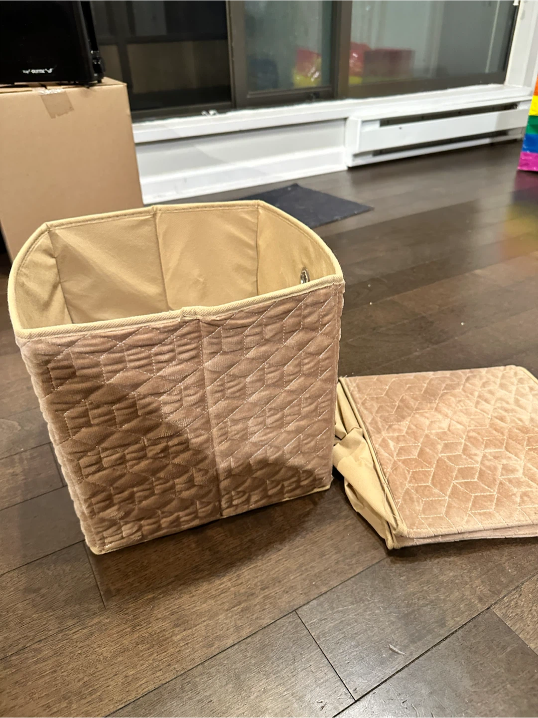 Two Velvet Collapsible Storage Cube