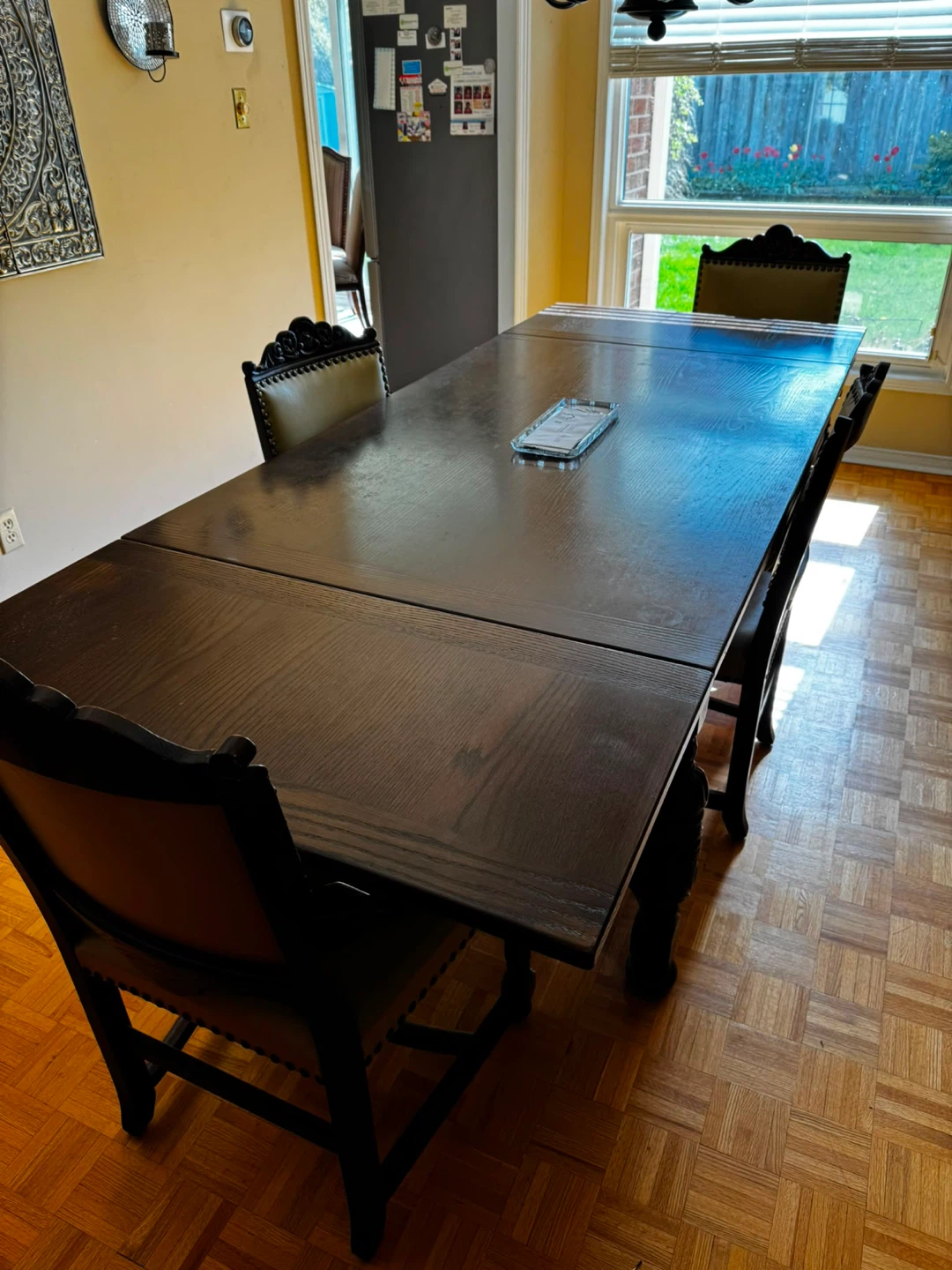 Vintage Oak Dining Set with Hutch and Chairs