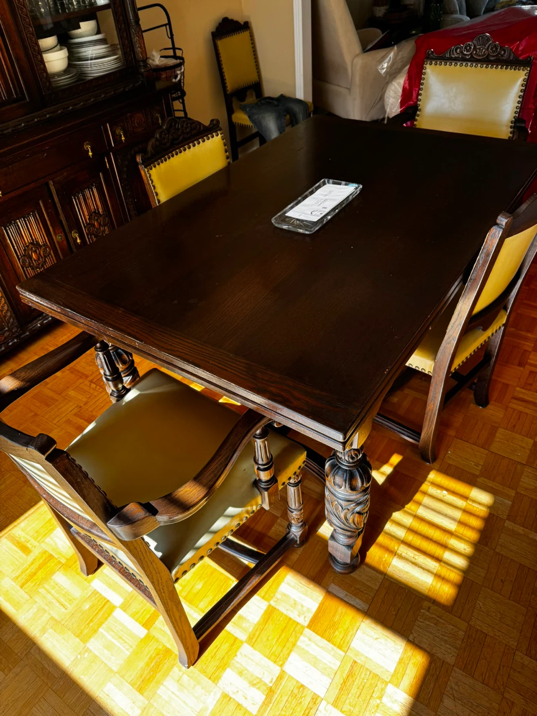 Vintage Oak Dining Set with Hutch and Chairs - photo 4