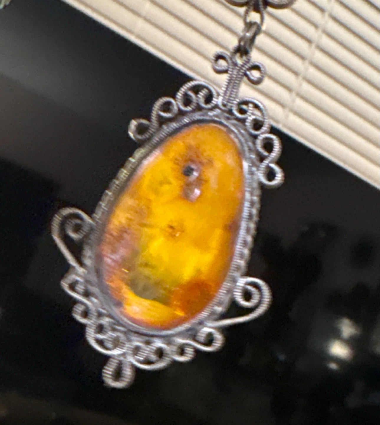 Amber and Filigree Pendant Necklace - photo 3