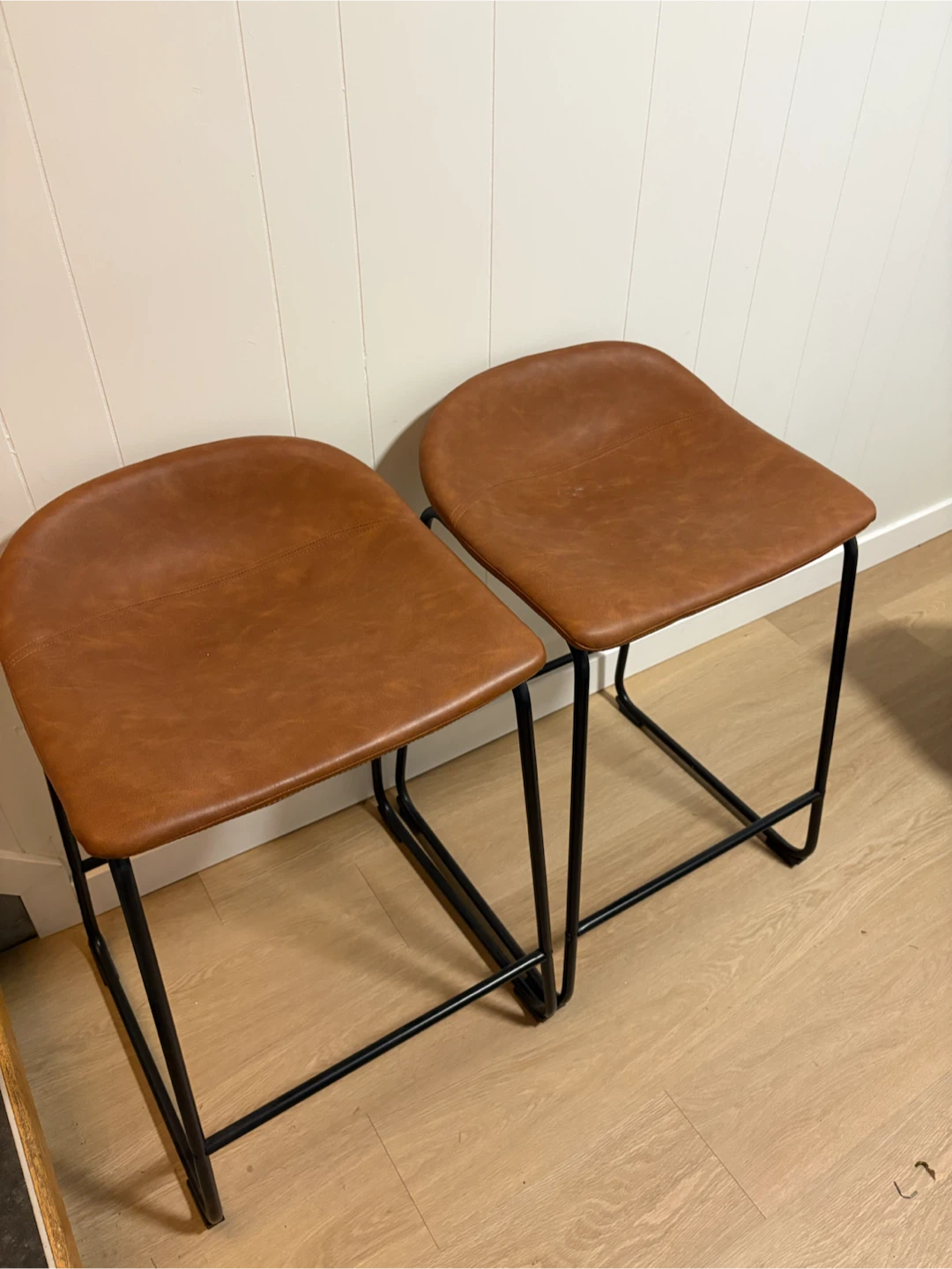 Set of 2 Brown Faux Leather counter hight Stools
