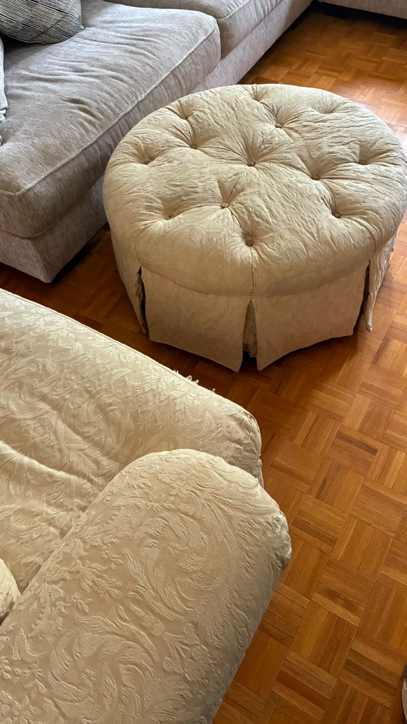 Cream Armchair and Round Ottoman Set - photo 2
