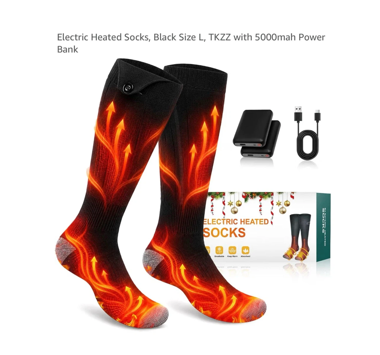 Brand new Electric Heated Socks, Black Size L