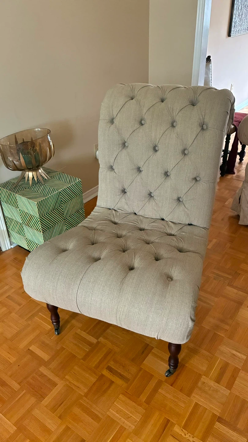 Tufted Beige Slipper Chair