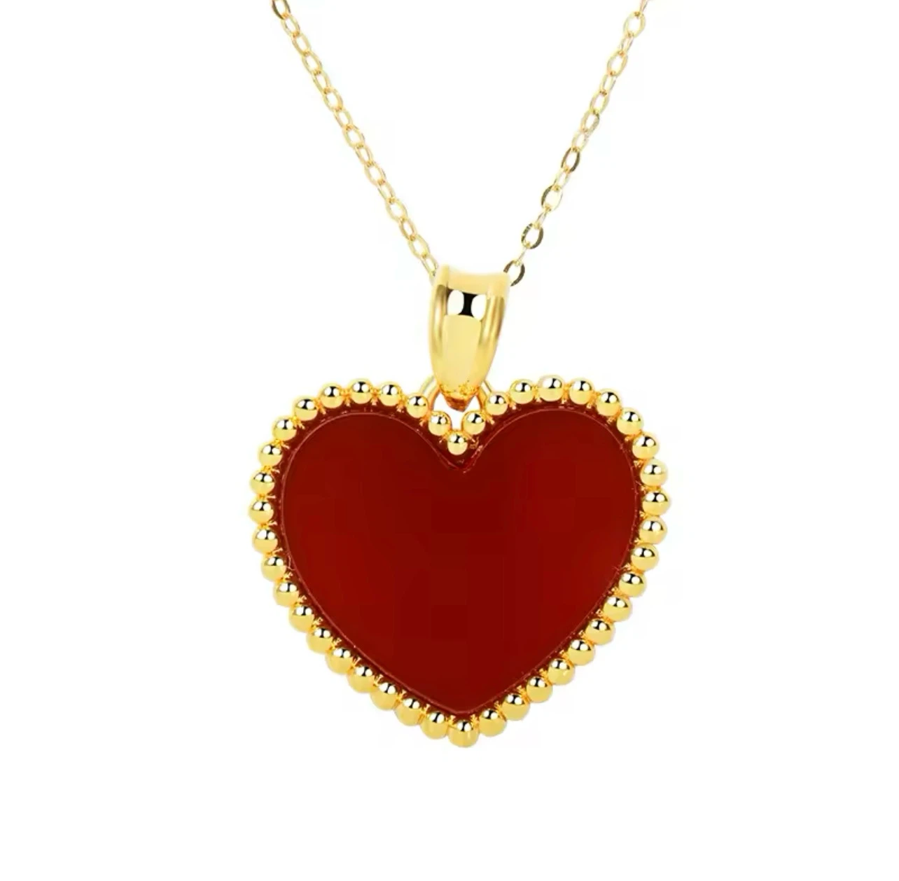 18K Gold Red Agate Heart Pendant - photo 5