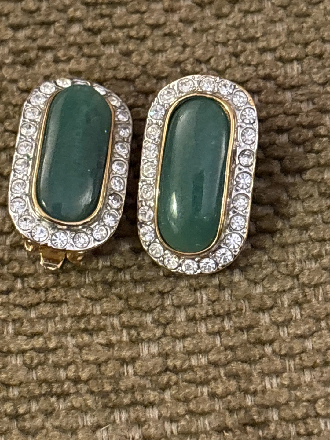 Butler Vintage Green Stone Clip-On Earrings