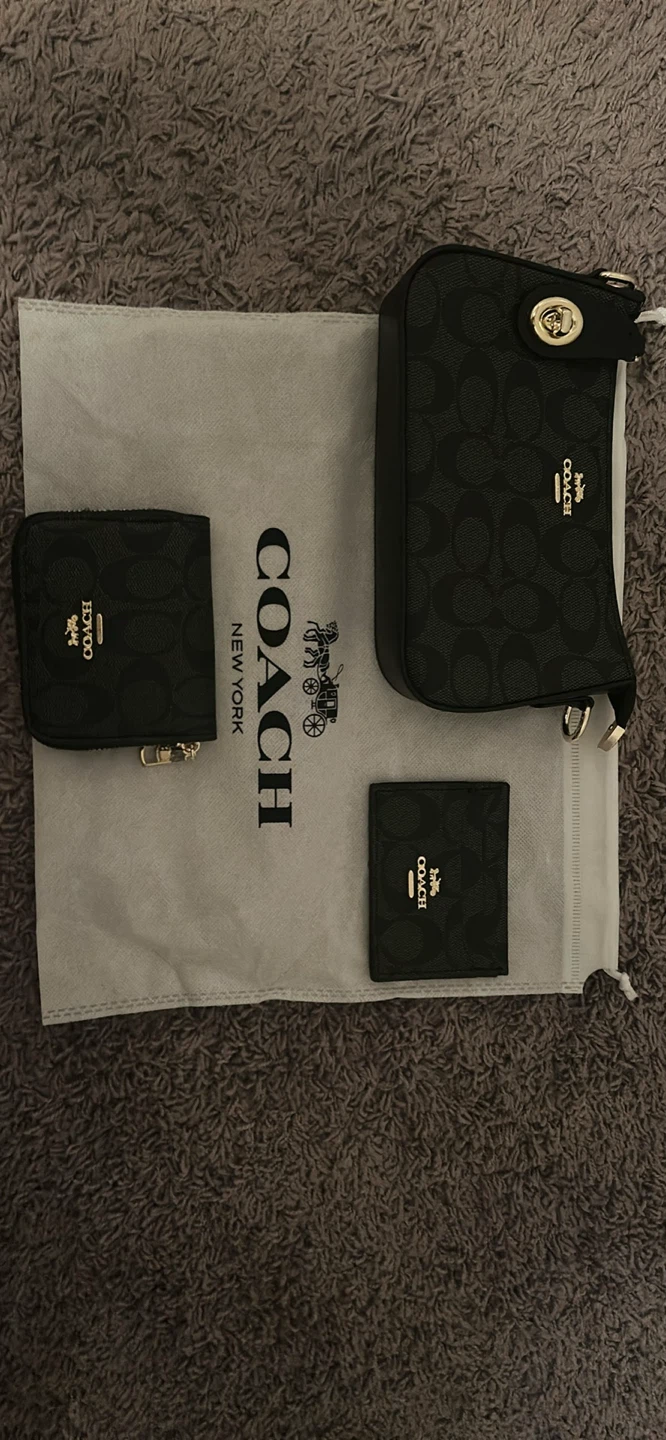 Coach Signature Print Bag and Wallet Set