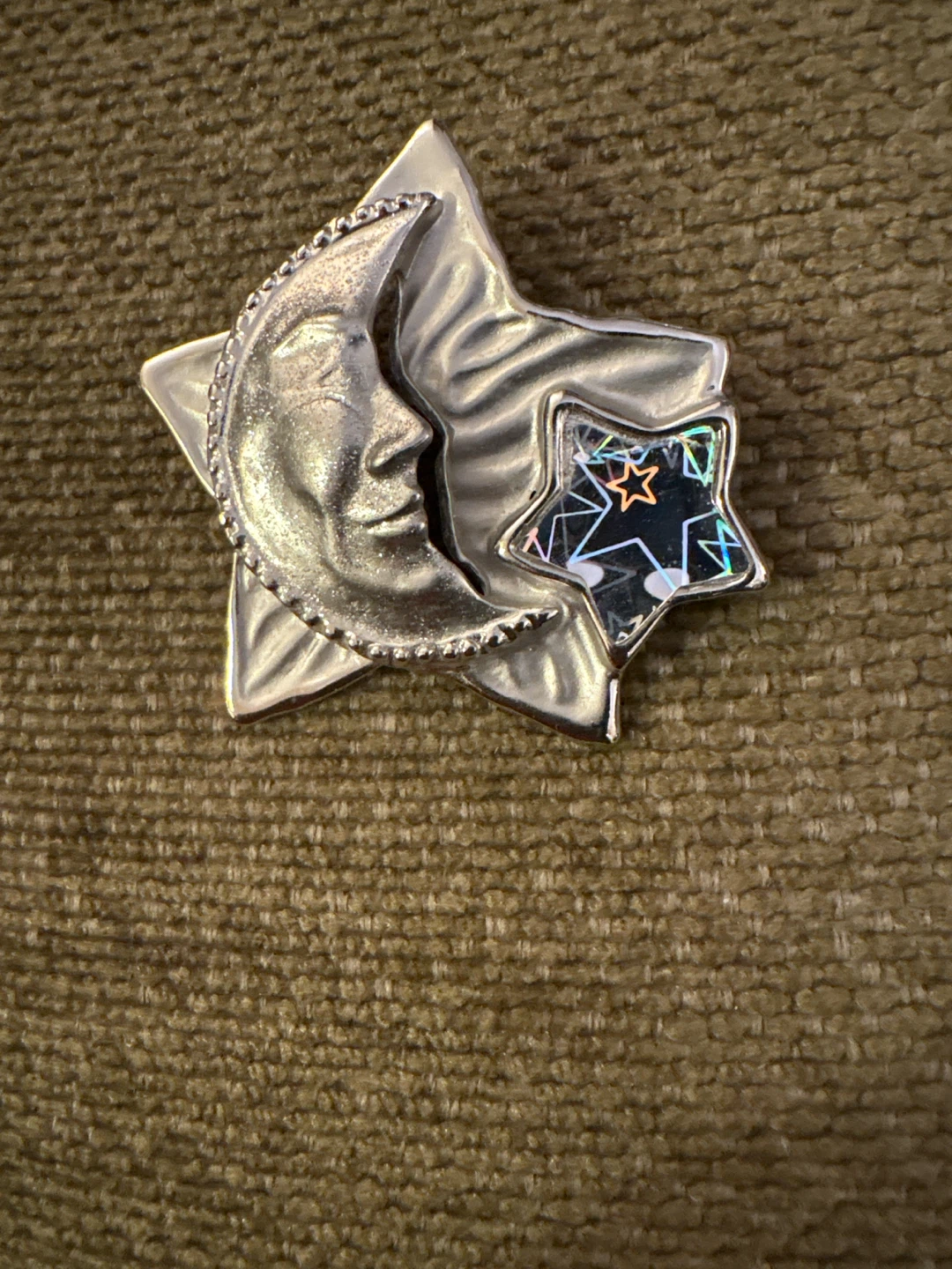 Vintage JJ Star and Moon Brooch
