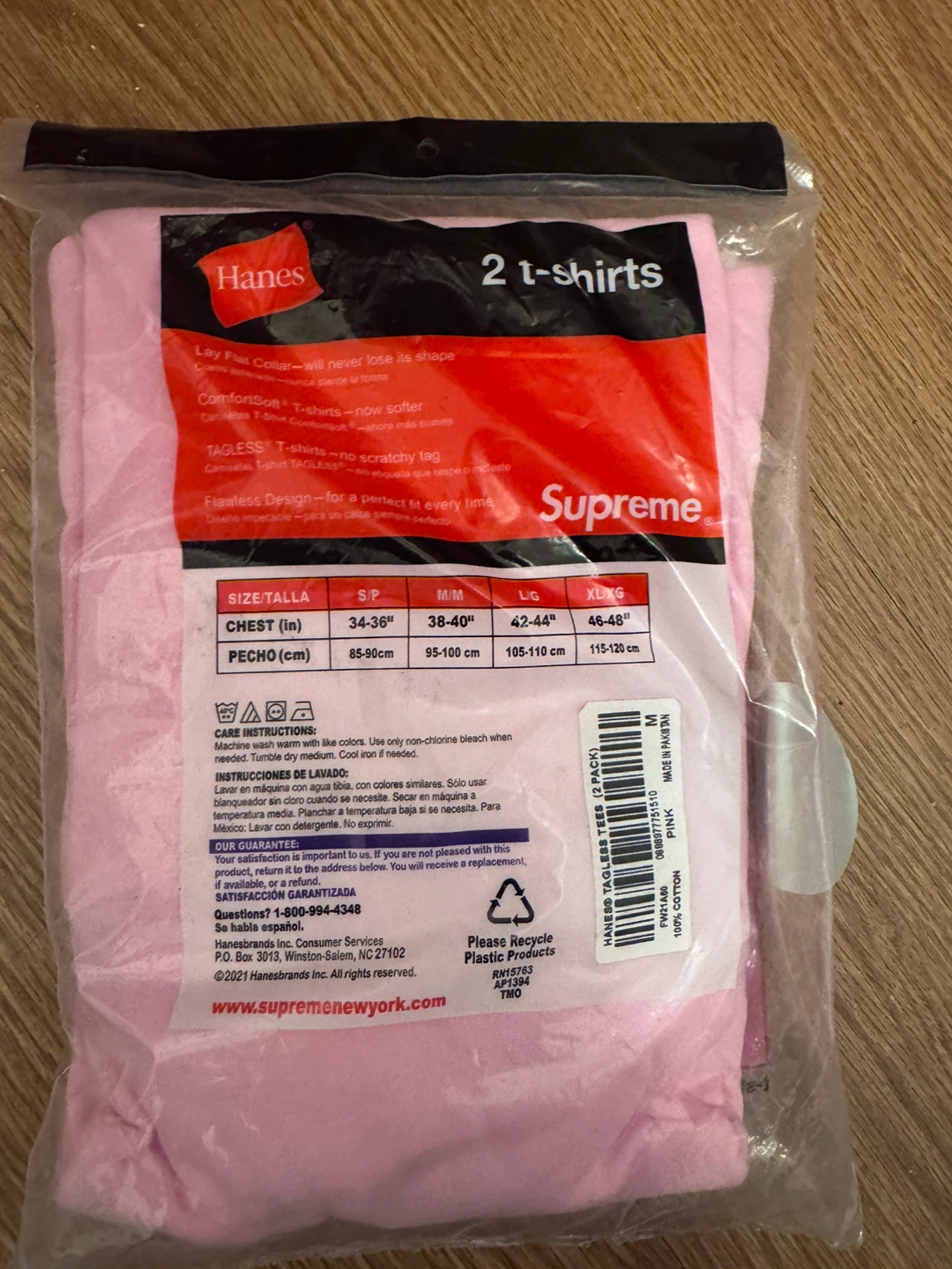 Supreme Hanes Tagless T-Shirts Pink 2-Pack - photo 2