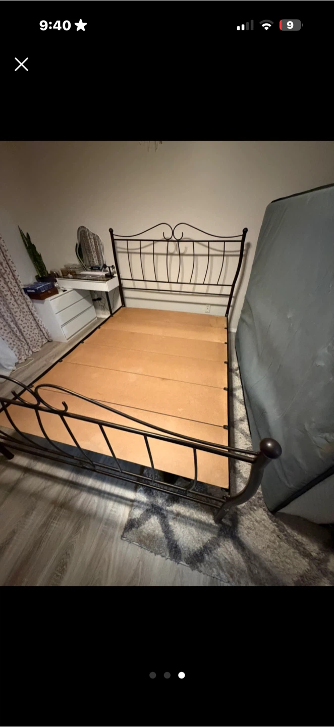 Black Metal Bed Frame + mattress queen size