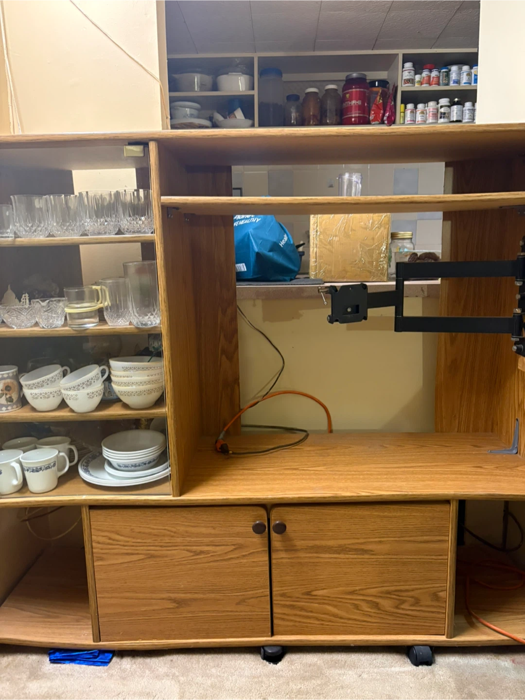 Oak Finish Entertainment Unit with TV Mount