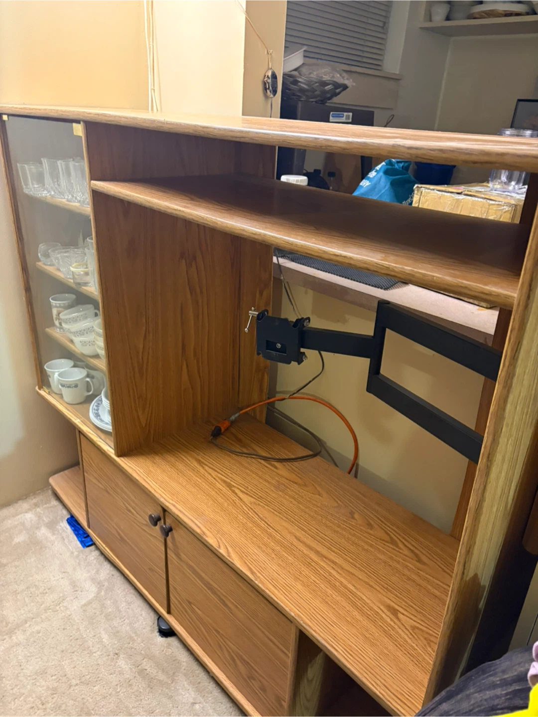 Oak Finish Entertainment Unit with TV Mount - photo 2