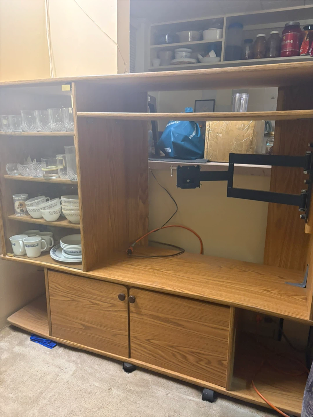 Oak Finish Entertainment Unit with TV Mount - photo 3