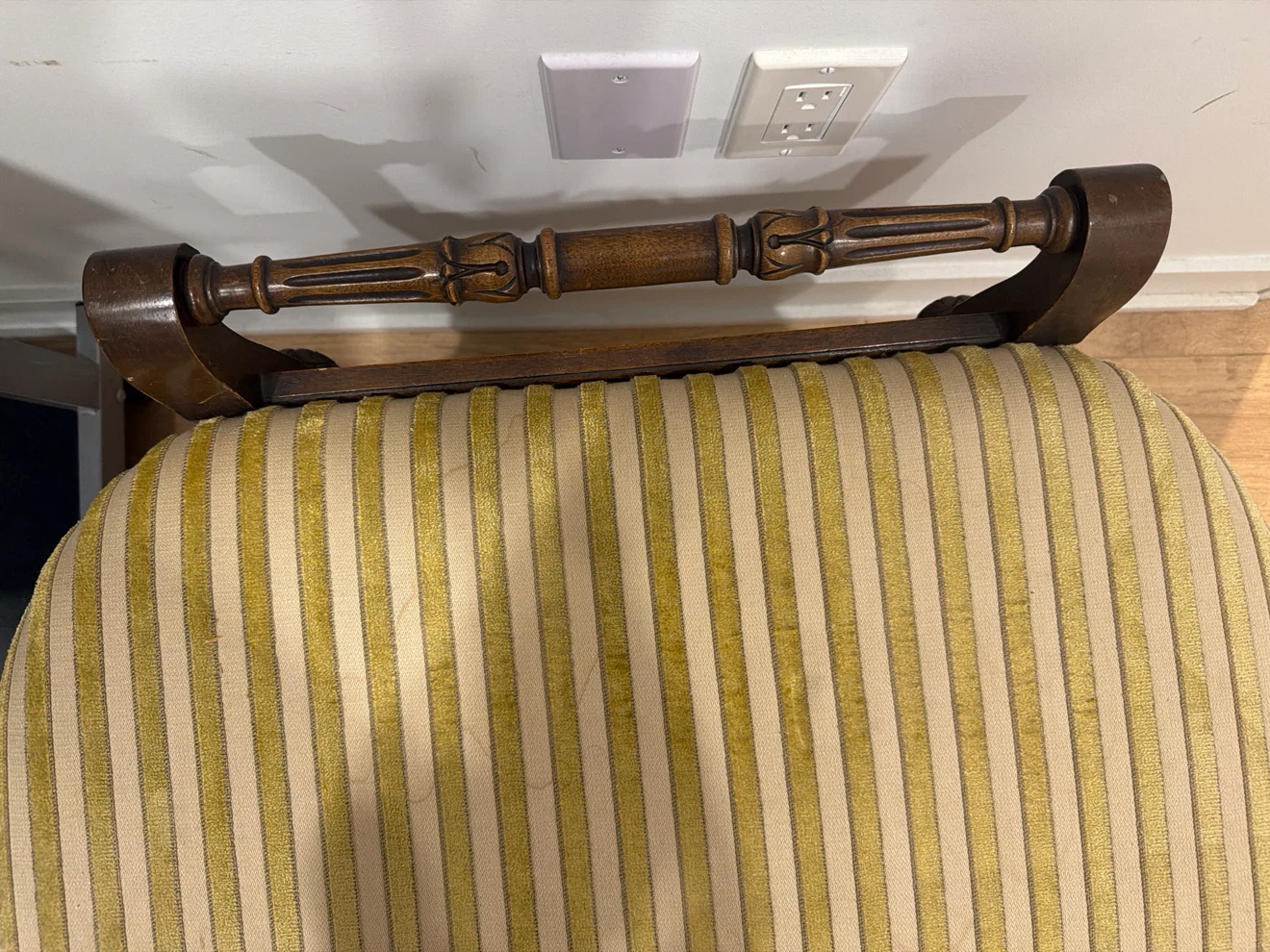 Vintage Striped Upholstered Bench - photo 2