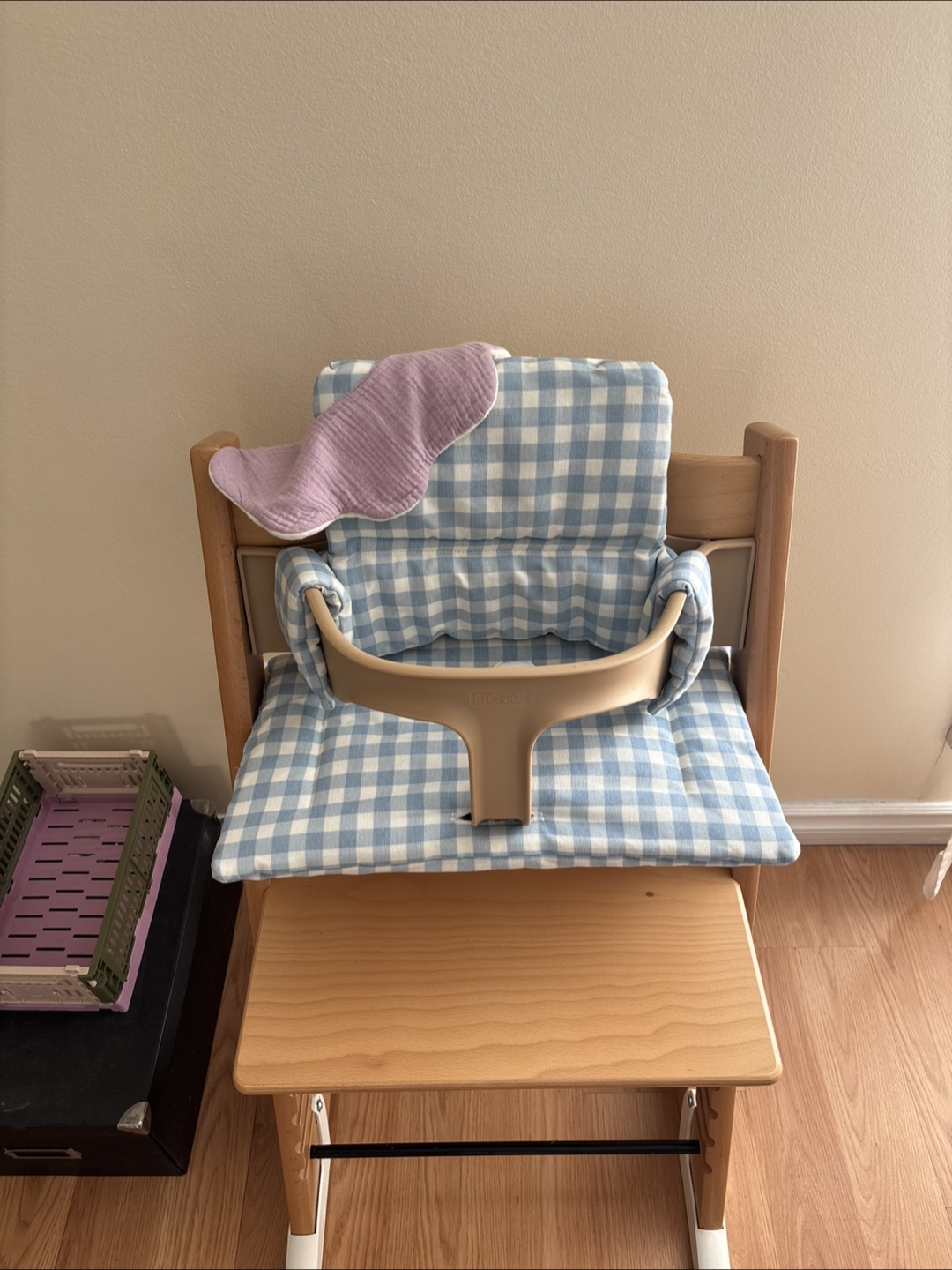 Blue Gingham Wipeable Baby Seat Pad for Stokke Tripp Trapp - photo 2