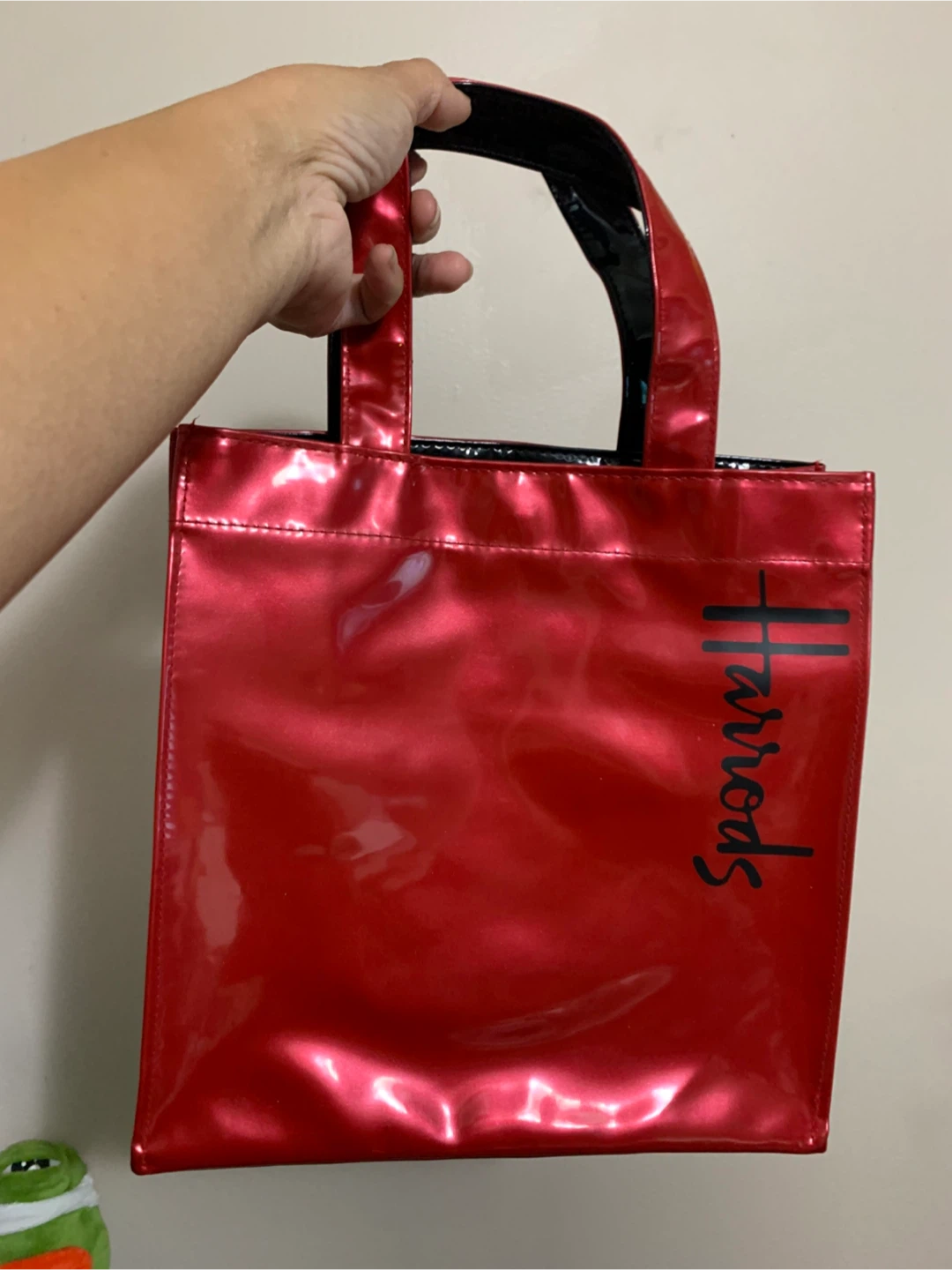 Harrods Red Patent Tote Bag