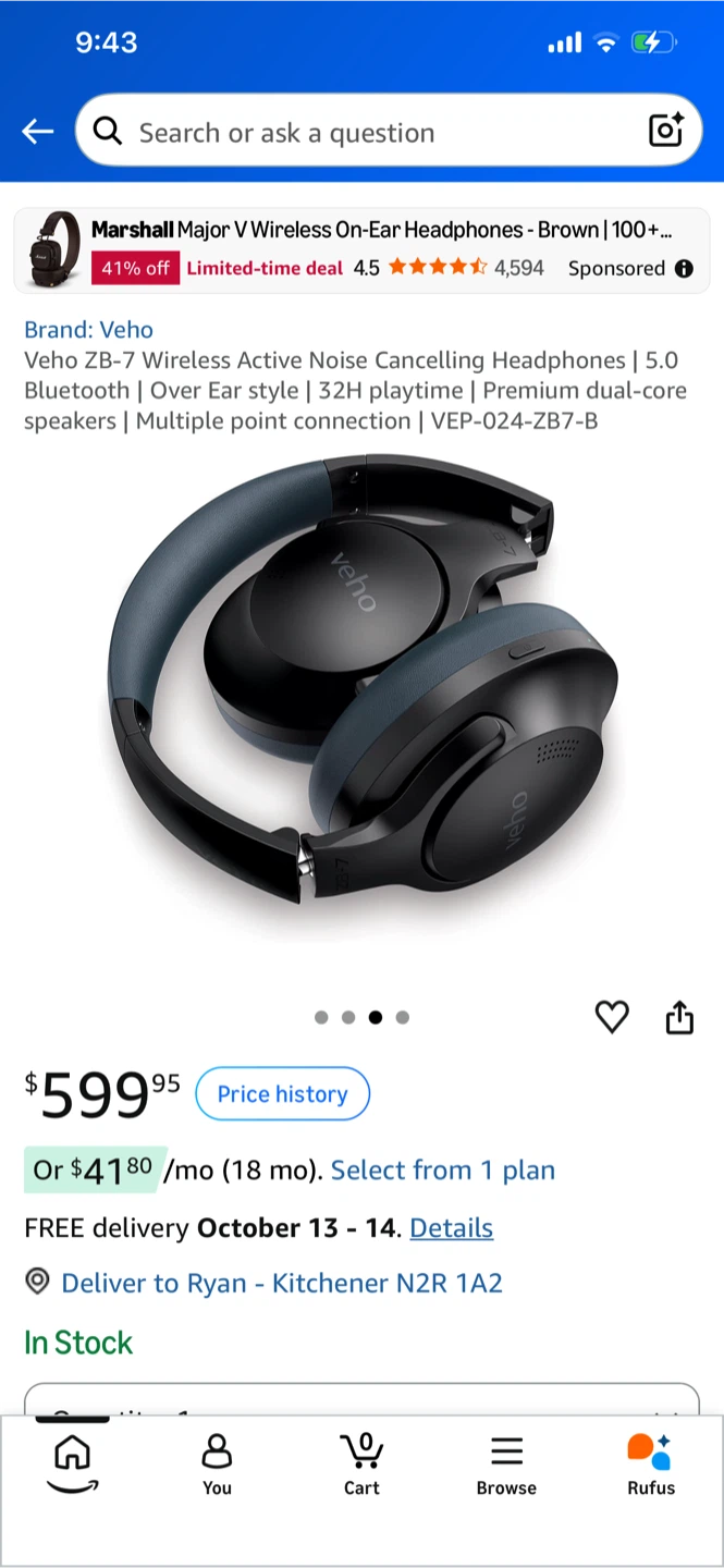 Veho ZB-7 Wireless Noise Cancelling Headphones
