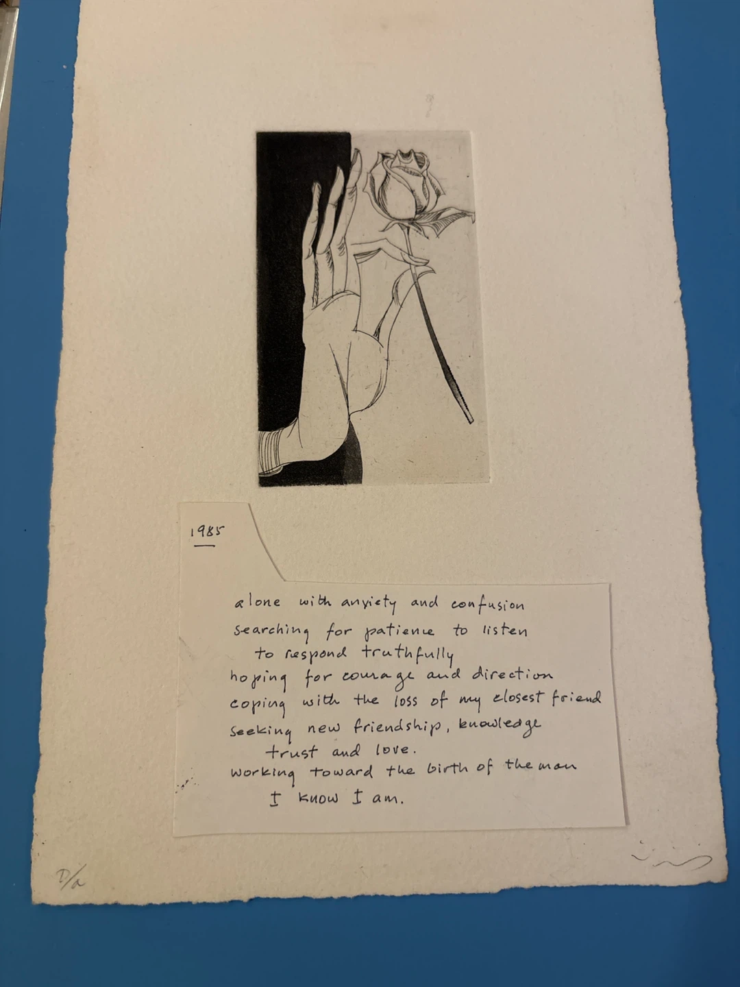 1985 Zibuntas Miksys  Etching Print with Personal Note