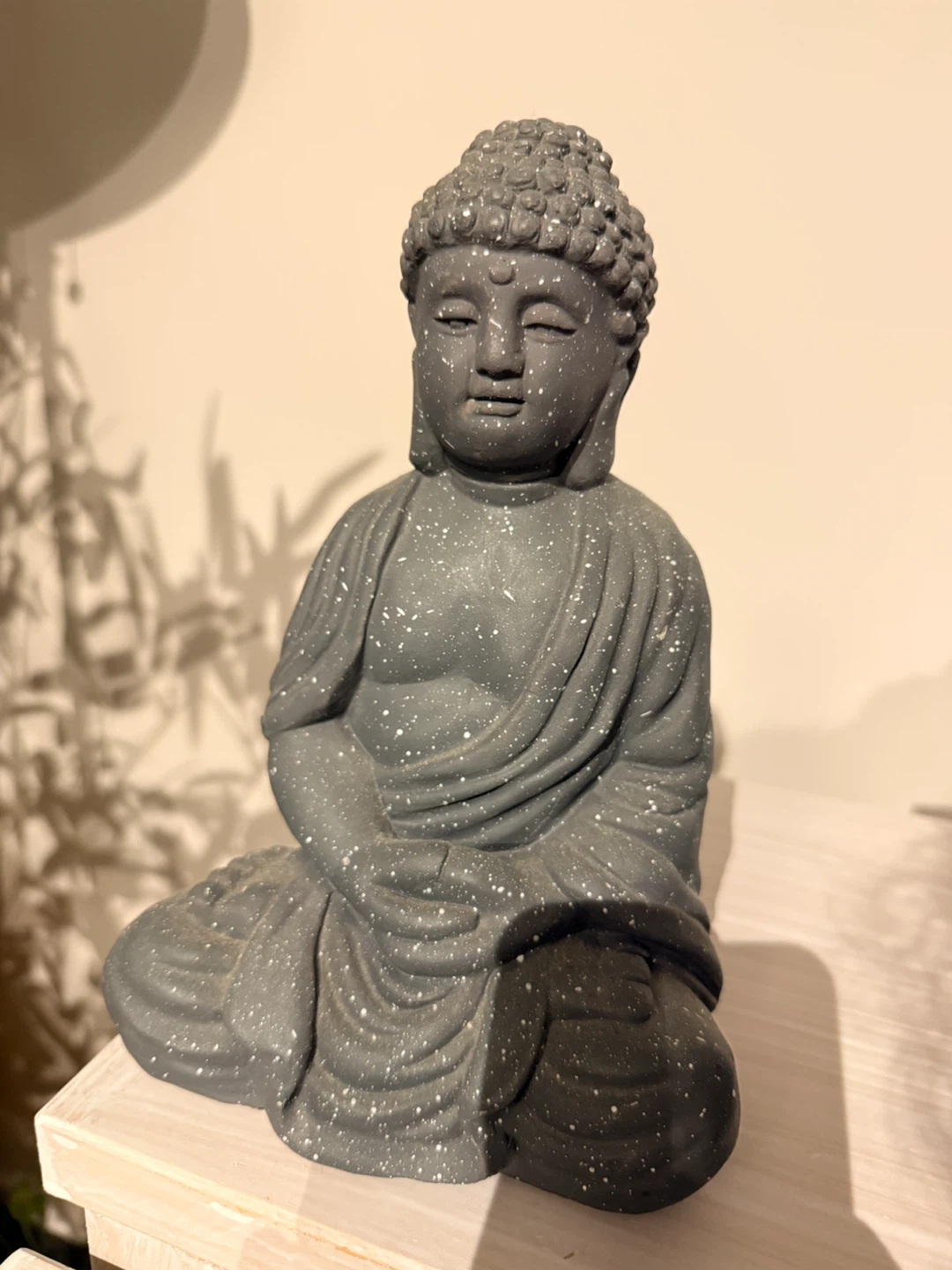 Grey Speckled Buddha Statue