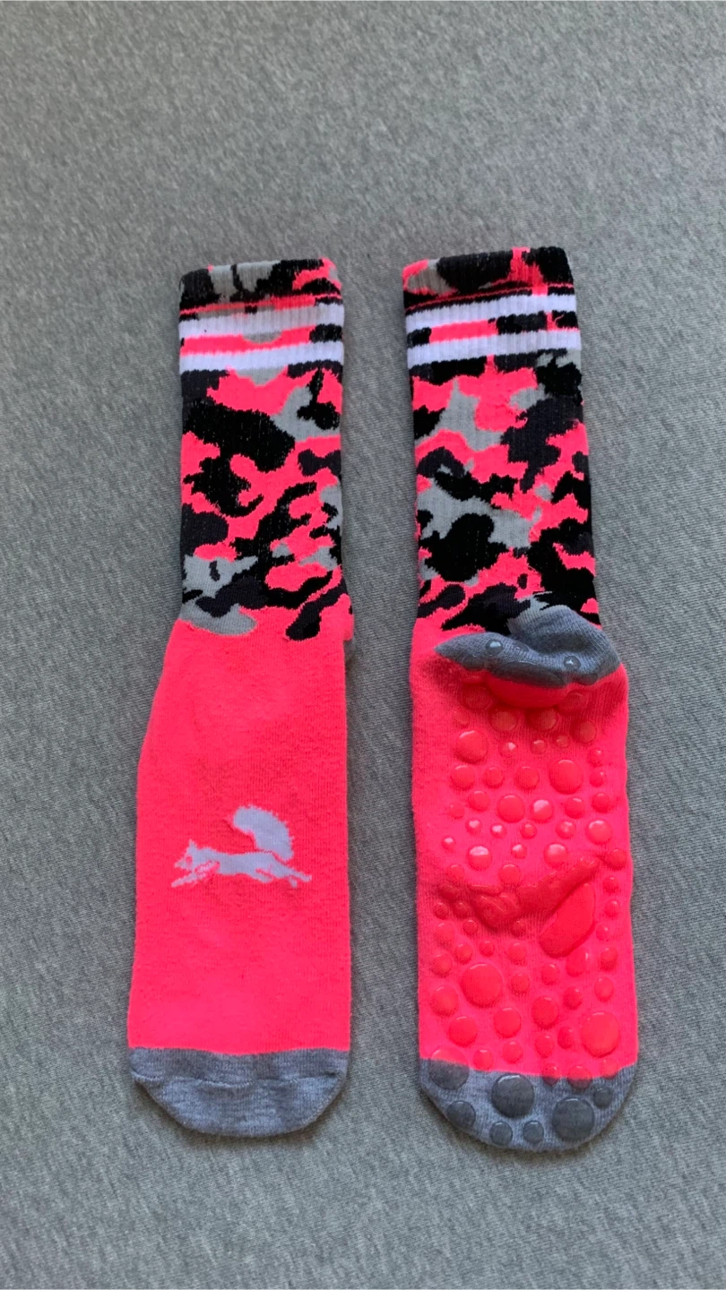 Pink Camo Grip Socks