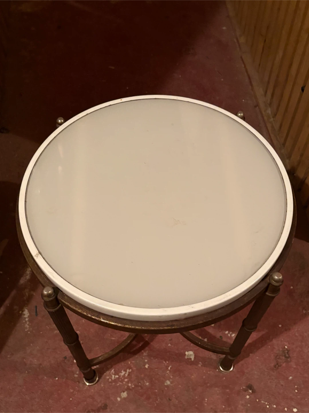 Vintage Brass Side Table with Frosted Glass Top - photo 3