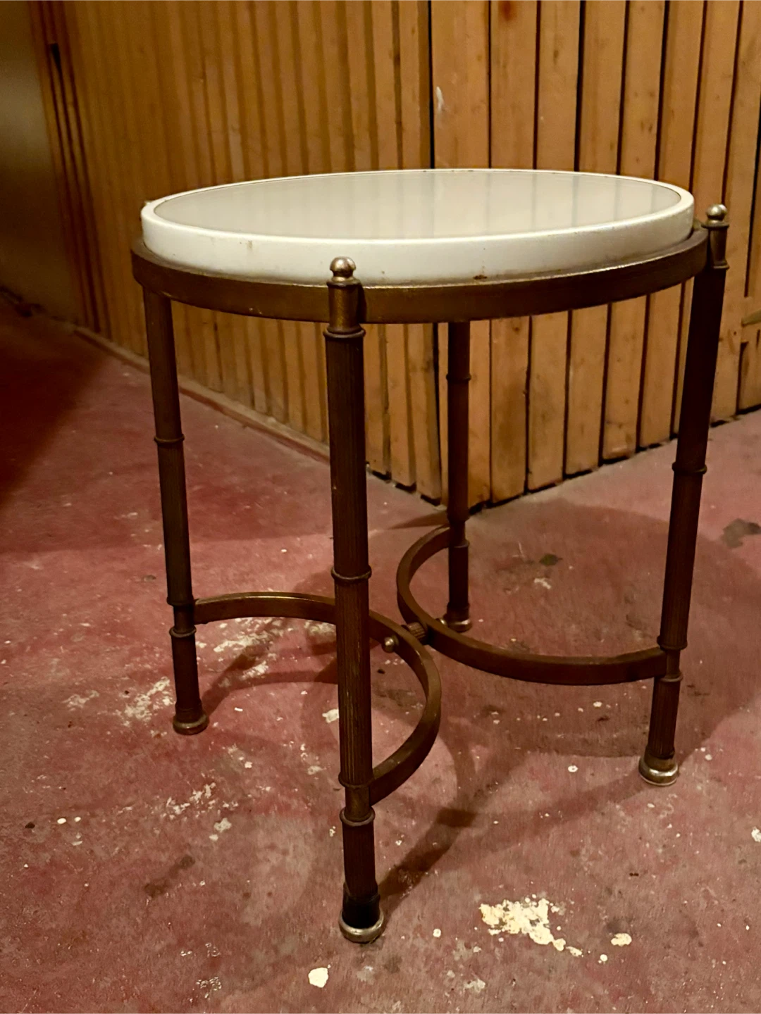 Vintage Brass Side Table with Frosted Glass Top - photo 4