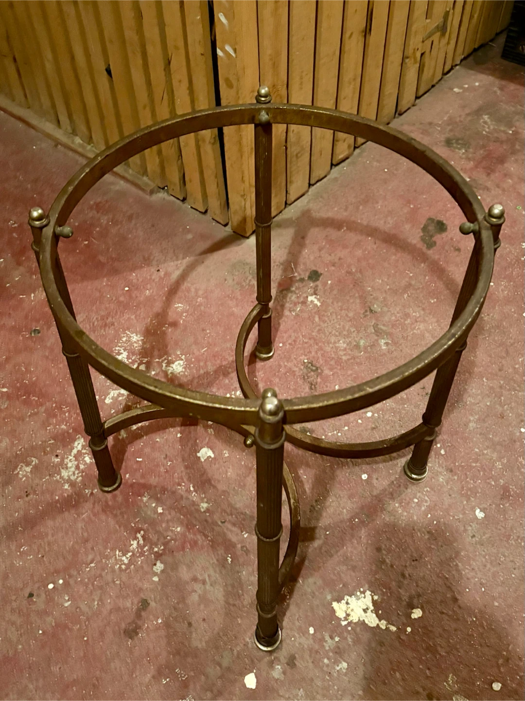 Vintage Brass Side Table with Frosted Glass Top - photo 5