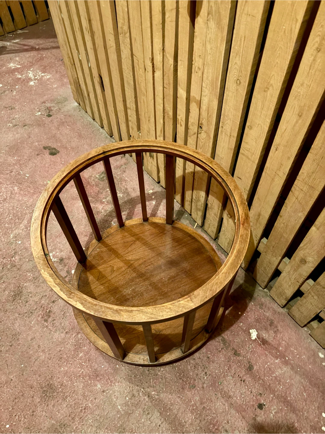 Round Wood and Glass Side Table - photo 4