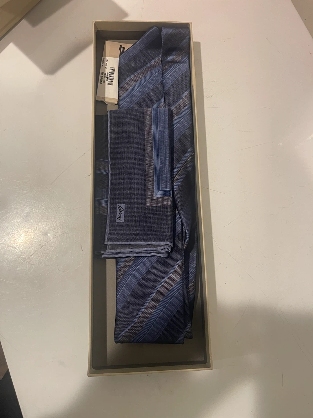 Brioni Striped Tie and Pocket Square Set