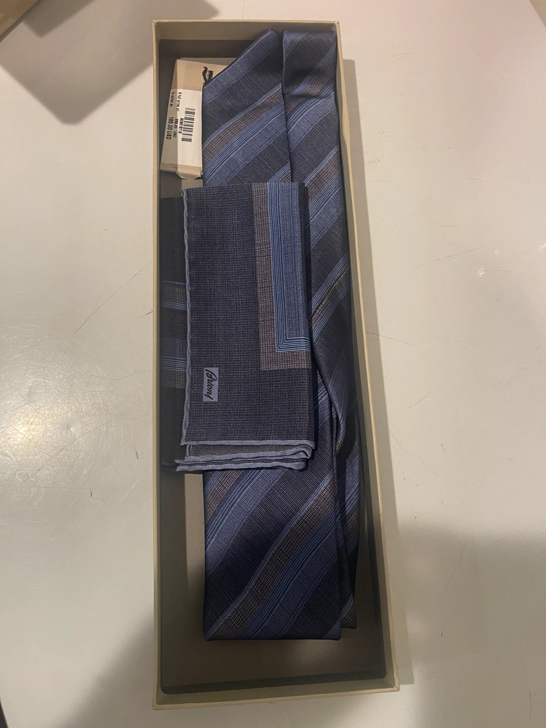 Brioni Striped Tie and Pocket Square Set - photo 2