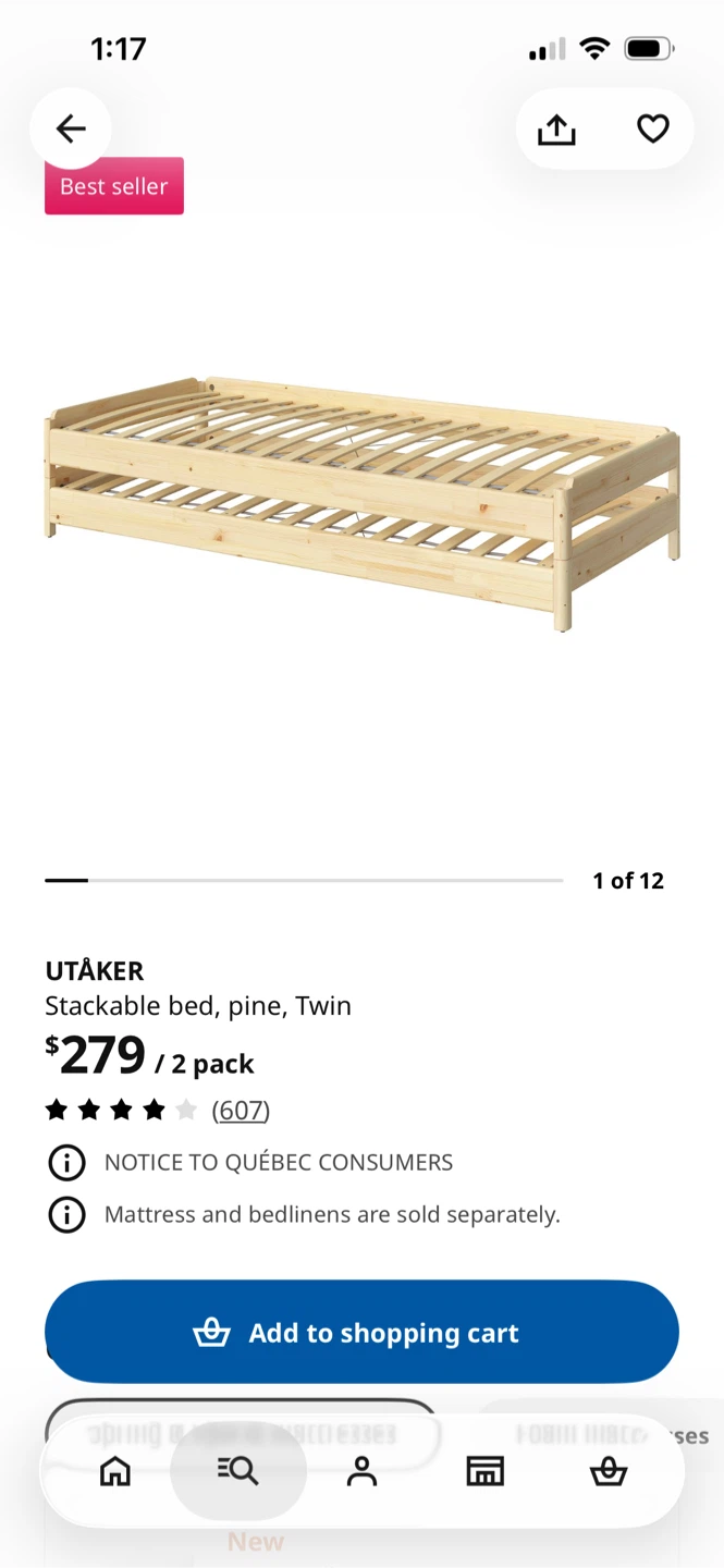 IKEA UTAKER Stackable Bed Stack bed