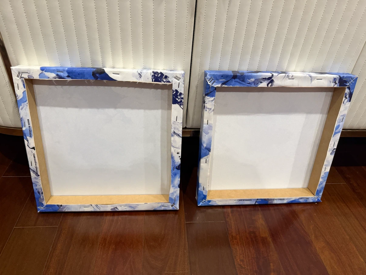 Two Blue and White Floral Canvas Art Prints - photo 2